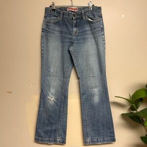 GAP Long and Lean Low Rise Faded Mid Wash Bootcut Jeans Blue Womens 6 Ank